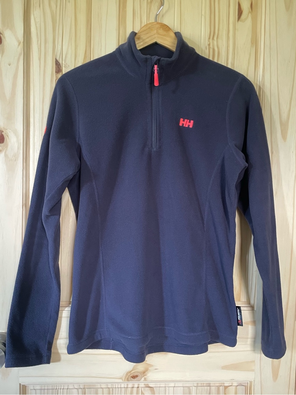 Helly Hansen 1/4 zip Fleece Pullover Ski Base Layer Blue and Pink Size Large